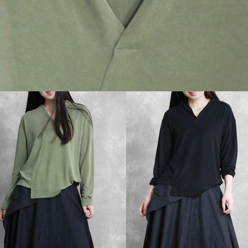 Classy V Neck Asymmetric Tunic Top Photography Black Shirts