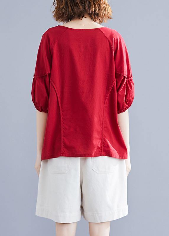 Classy V Neck Half Sleeve Cotton Blouse Work Red Blouse Summer