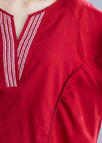 Classy V Neck Half Sleeve Cotton Blouse Work Red Blouse Summer