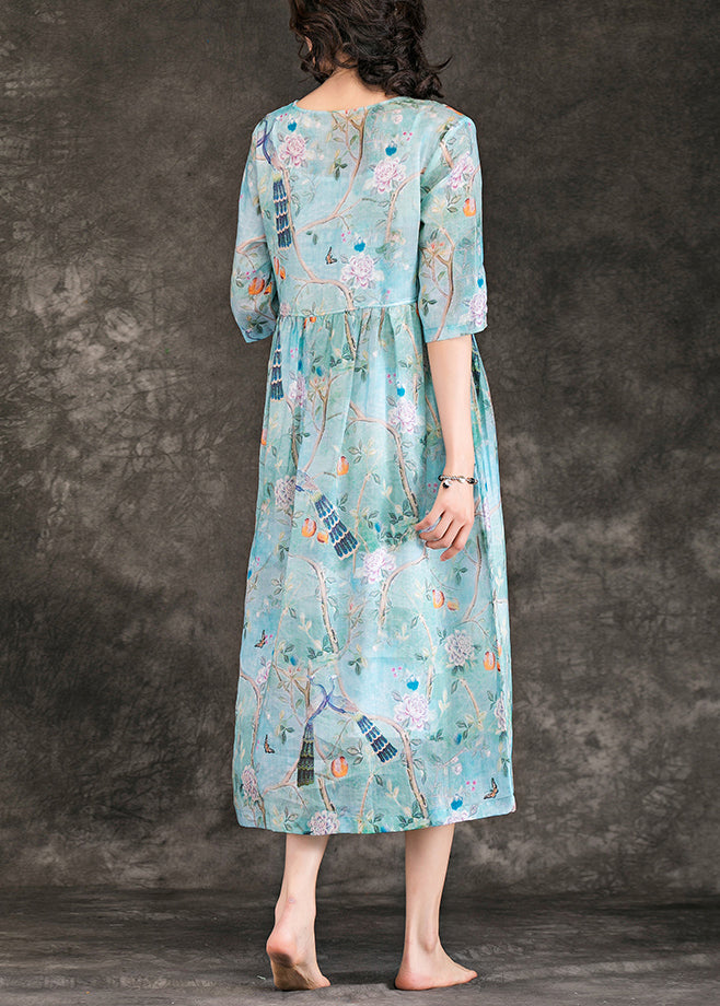 Classy V Neck Tie Waist Linen Dress Pakistani Work Light Blue Dress Summer