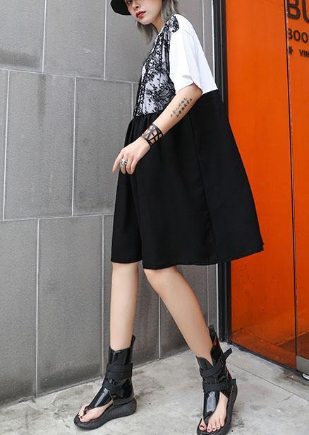 Classy White Cotton Clothes Patchwork Short Summer Dress