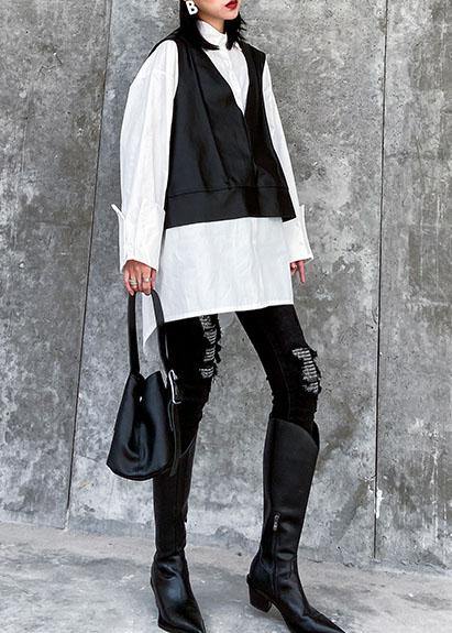Classy White Cotton Clothes for Lapel Two Pieces Top