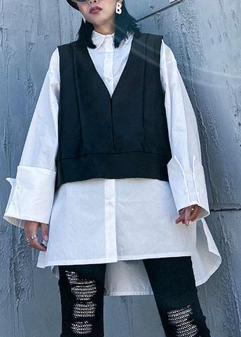 Classy White Cotton Clothes for Lapel Two Pieces Top