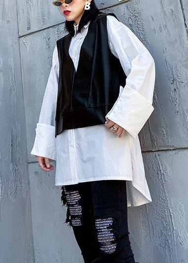 Classy White Cotton Clothes for Lapel Two Pieces Top