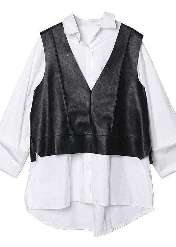 Classy White Cotton Clothes for Lapel Two Pieces Top