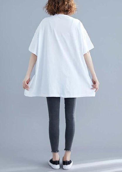 Classy White Linen Top Silhouette Inspiration O Neck Patchwork Summer Blouse