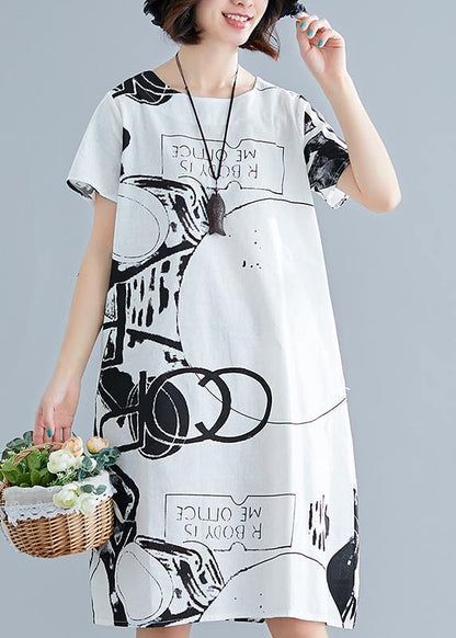 Classy Red Geometry Linen Wardrobes O Neck Short Sleeve Shift Summer Dress
