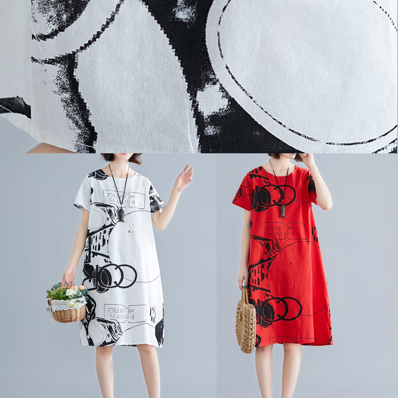 Classy Black Flower Linen Wardrobes O Neck Short Sleeve Shift Summer Dress