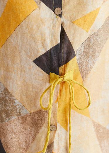 Classy Yellow Geometric Clothes O Neck Clothing Top