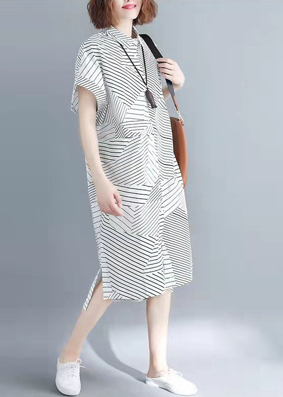 Classy Black Chiffon Clothes Work Stand Collar Summer Dress