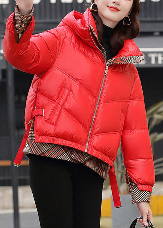 Club Red Hooded Patchwork Thick Winter Duck Down Jackets