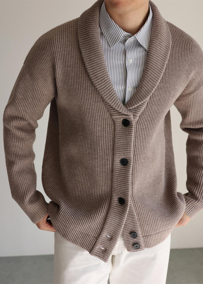 Coffee Button Cozy Knitted Cotton Winter Cardigans Peter Pan Collar