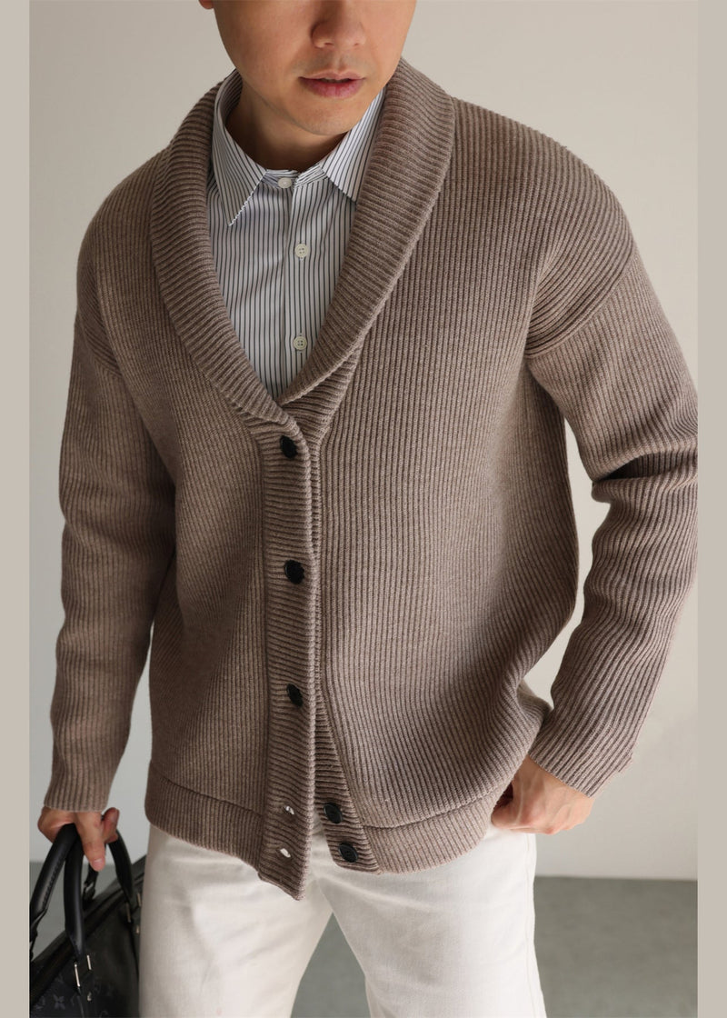 Coffee Button Cozy Knitted Cotton Winter Cardigans Peter Pan Collar