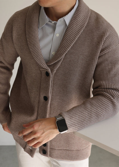 Coffee Button Cozy Knitted Cotton Winter Cardigans Peter Pan Collar