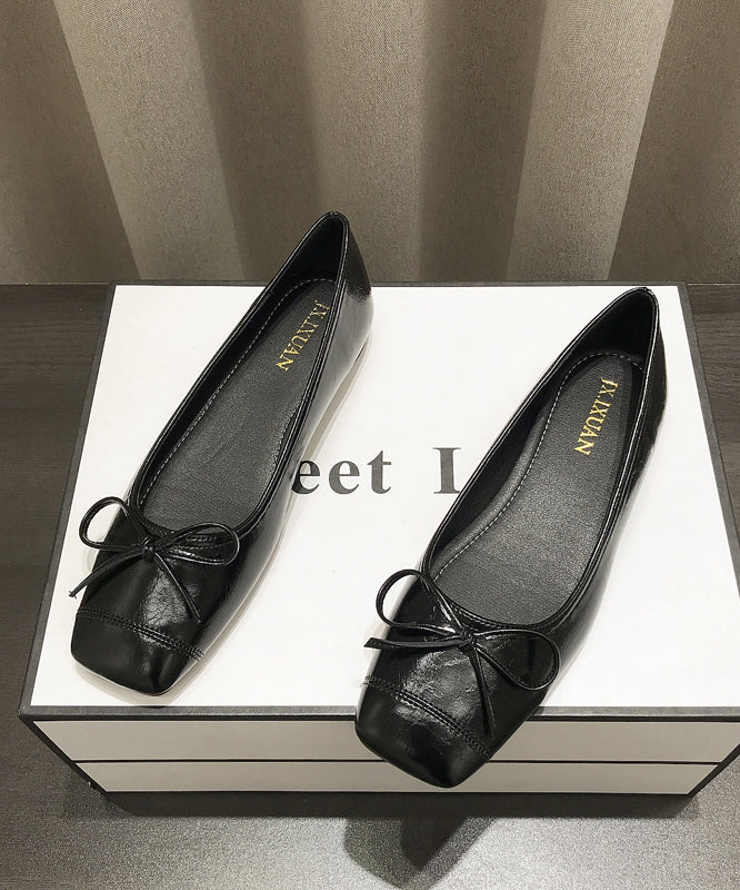 Coffee Faux Leather Splicing Bow Penny Loafers