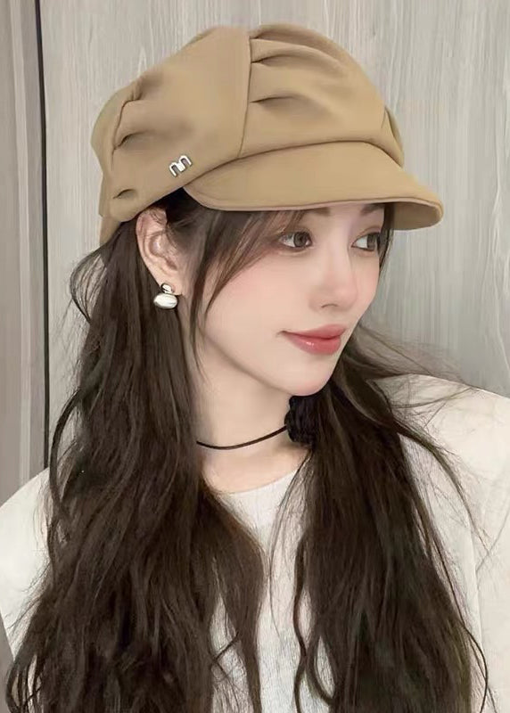 Coffee Octagonal Woolen Beret Autumn and Winter New Style