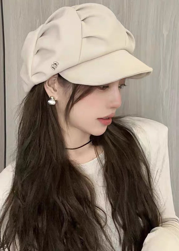 Coffee Octagonal Woolen Beret Autumn and Winter New Style