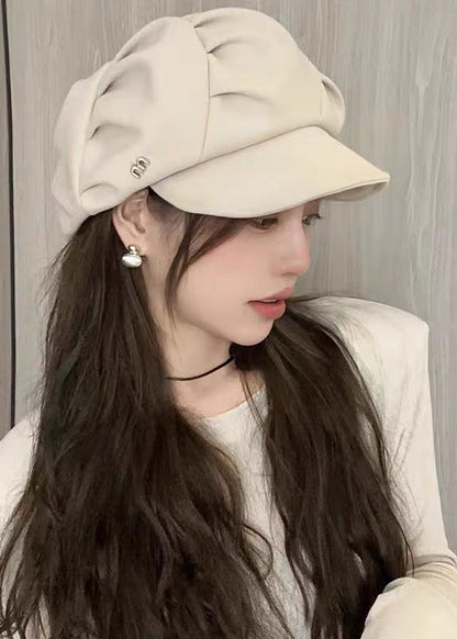 Coffee Octagonal Woolen Beret Autumn and Winter New Style
