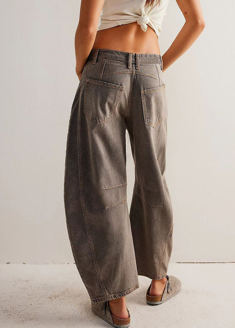 Coffee Original Design Denim Summer Crop Pants High Waist