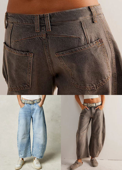 Coffee Original Design Denim Summer Crop Pants High Waist