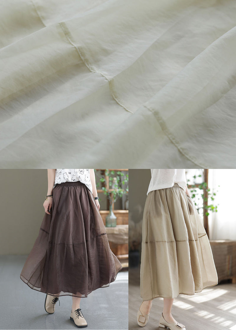 Chocolate Patchwork Tulle a Line Skirts High Waist Exra Large Hem Summer