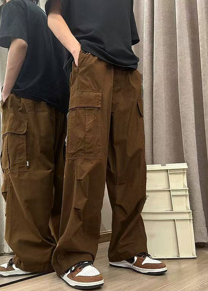 Coffee Pockets Cotton Pants Clothing High Waist Summer