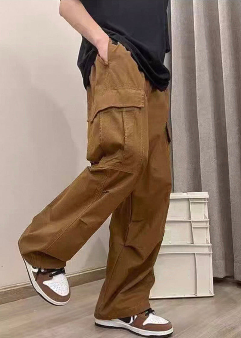 Coffee Pockets Cotton Pants Clothing High Waist Summer
