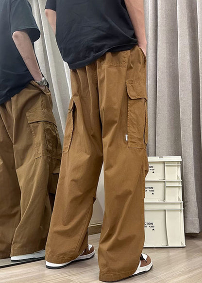 Coffee Pockets Cotton Pants Clothing High Waist Summer