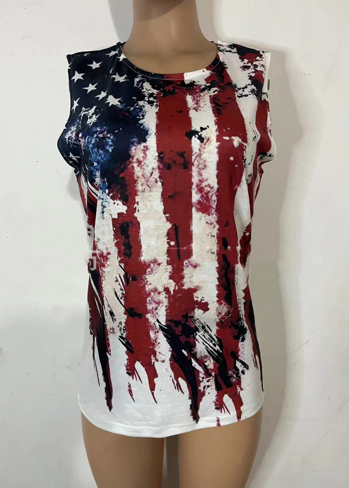 Colorblock Independence Day Print Cotton Tank O-neck Sleeveless