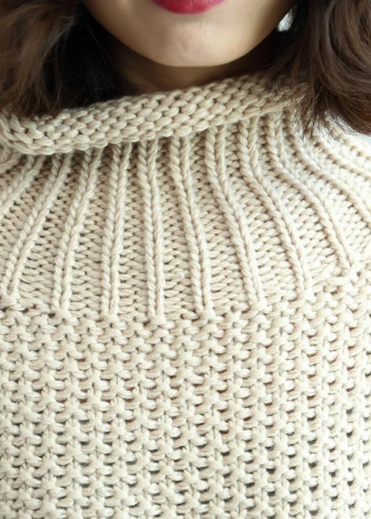 Comfy Red Knit Tops Fall High Neck Lantern Sleeve Top