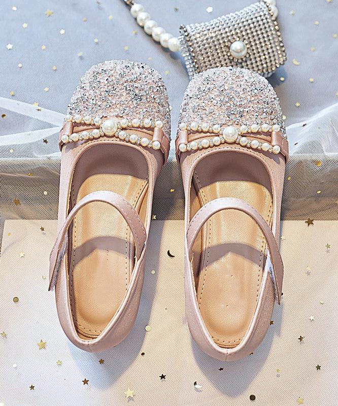 Comfy Apricot Zircon Buckle Strap Flat Feet Shoes