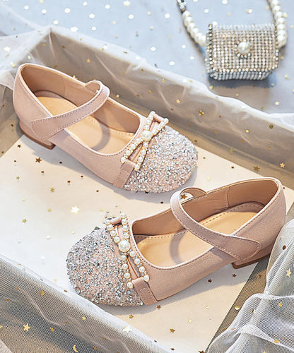 Comfy Apricot Zircon Buckle Strap Flat Feet Shoes
