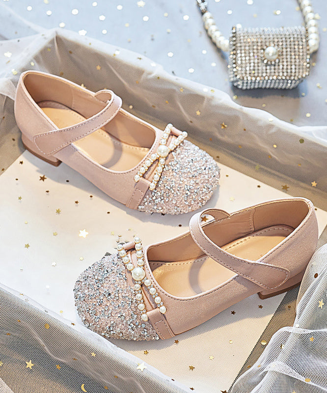 Comfy Apricot Zircon Buckle Strap Flat Feet Shoes