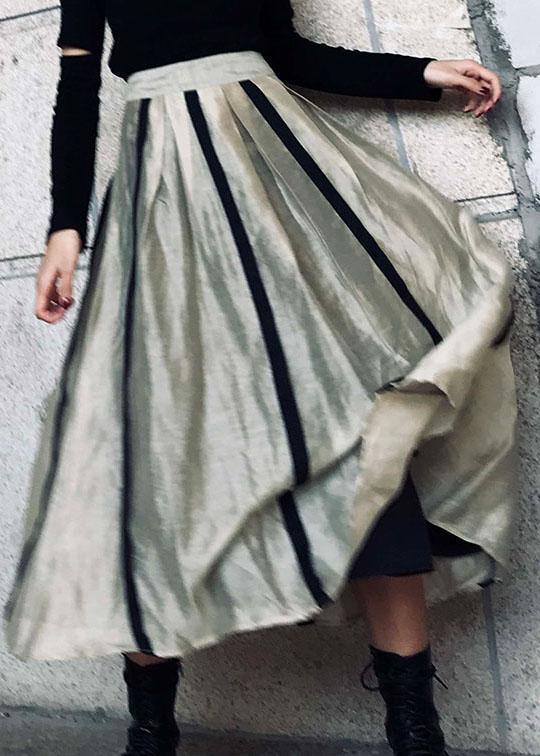 Comfy Black Text Patchwork Summer Skirt Cotton Linen