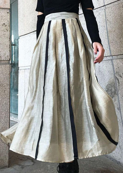 Comfy Black Text Patchwork Summer Skirt Cotton Linen