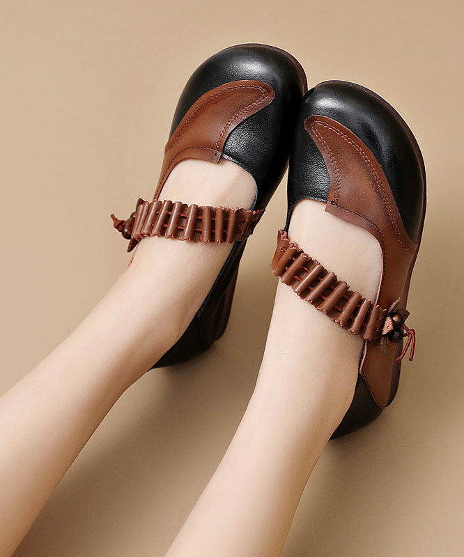Comfy Black Buckle Strap Flat Feet Shoes Splicing Flat Shoes for