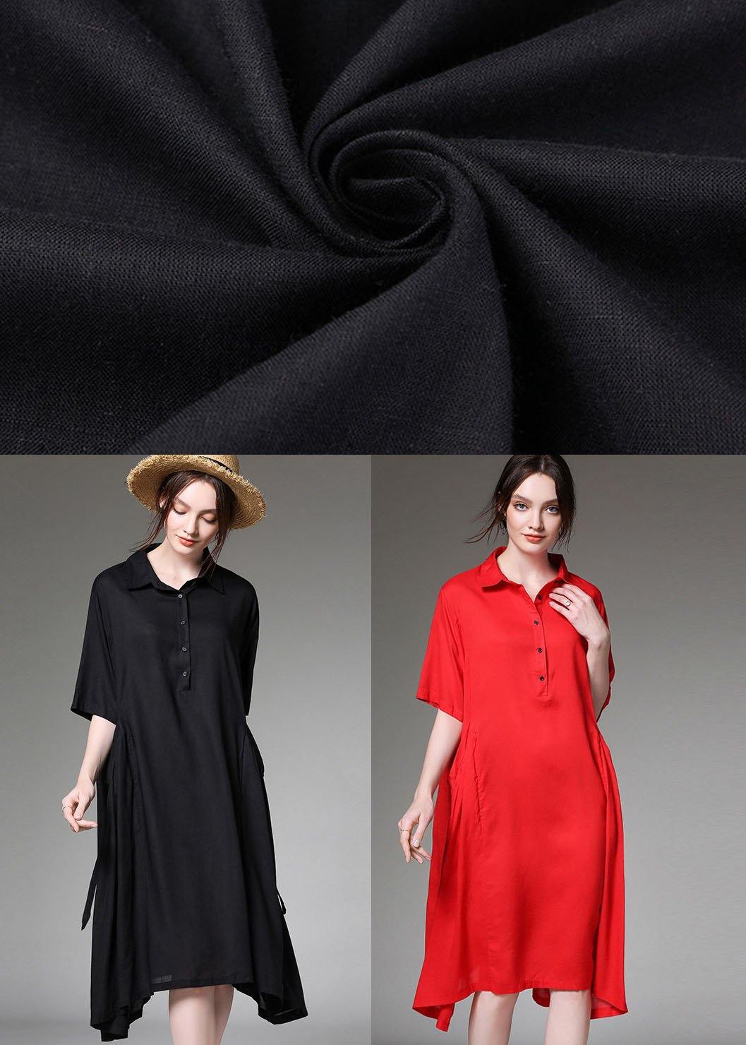 Comfy Black Peterpan Collar Button Spring Party Dress Half Sleeve