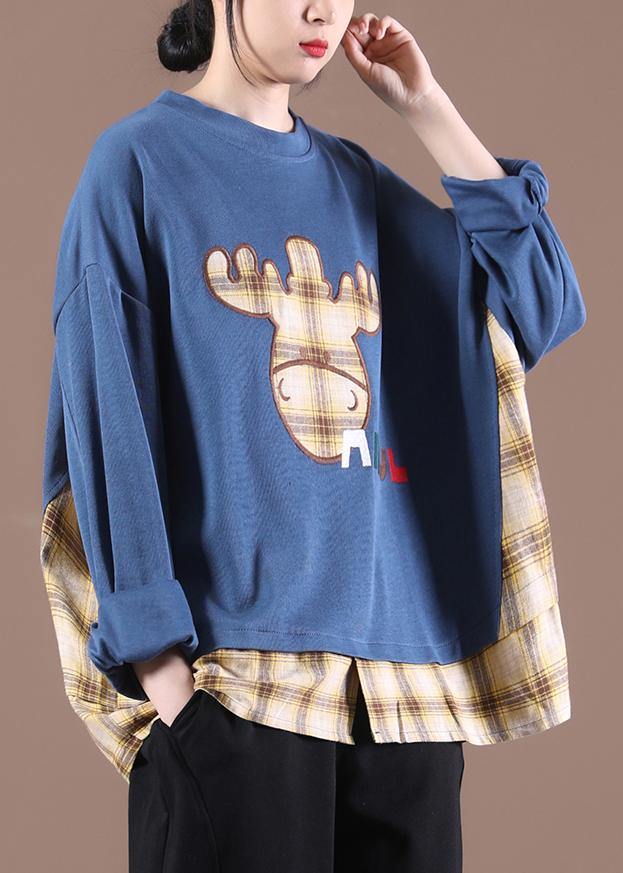 Comfy Blue Graphic Loose Sweatshirts Top