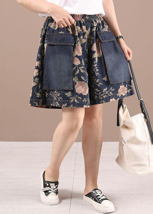Comfy Blue Pink Hot Pants High Waist Summer Denim Pants
