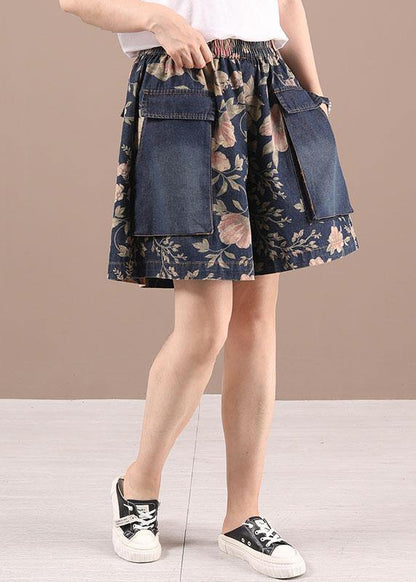 Comfy Blue Pink Hot Pants High Waist Summer Denim Pants
