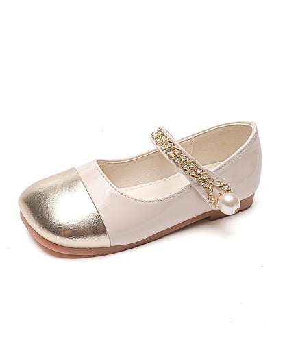 Comfy Kids Flat Feet Shoes Beige Faux Leather Buckle Strap