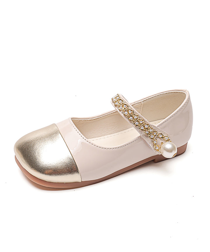 Comfy Kids Flat Feet Shoes Beige Faux Leather Buckle Strap