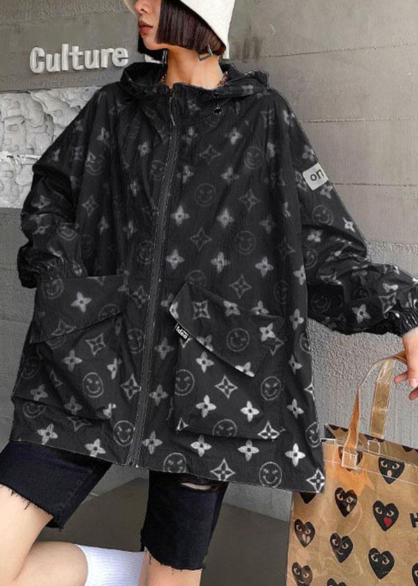 Comfy Orange Print Upf 50+ Coat Jacket Hooded Hoodie Coat