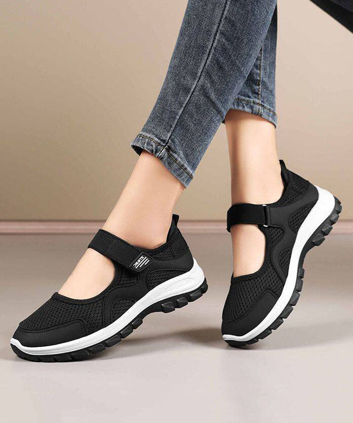 Comfy Splicing Flat Shoes for Black Breathable Mesh