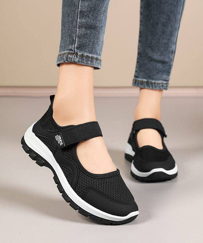 Comfy Splicing Flat Shoes for Black Breathable Mesh
