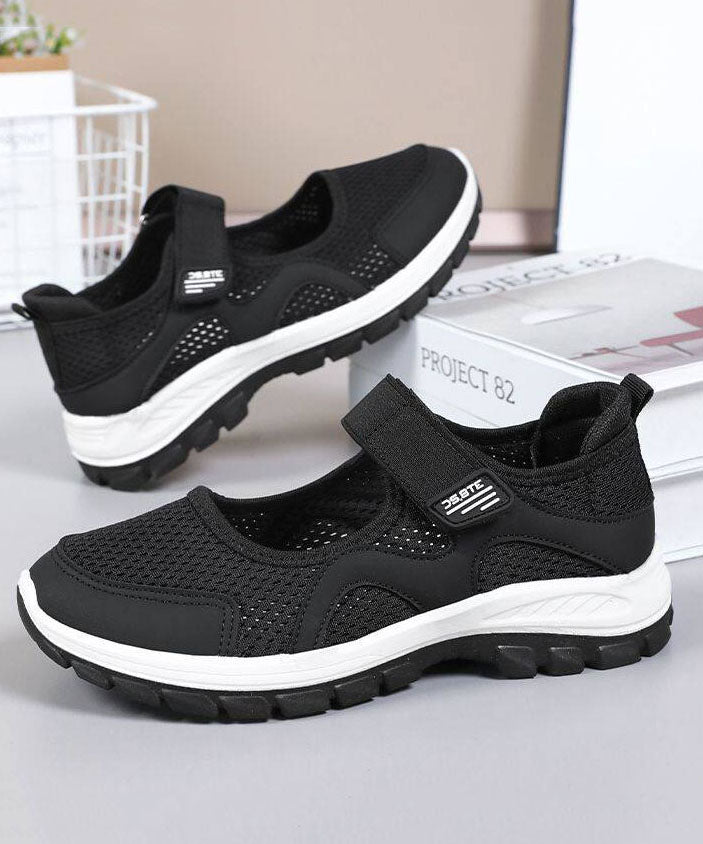 Comfy Splicing Flat Shoes for Black Breathable Mesh