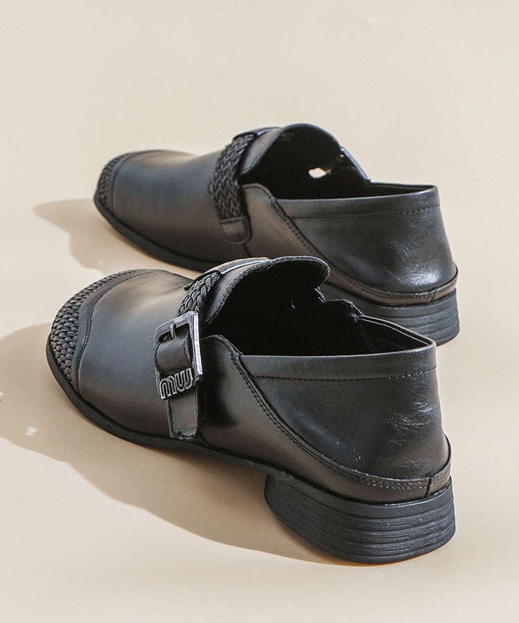 Comfy Splicing Loafers Red Cowhide Leather