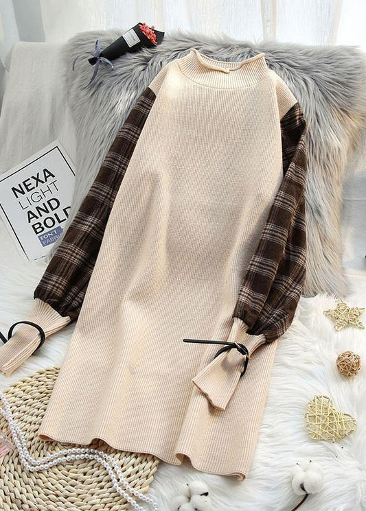 Comfy Beige Clothes Patchwork Sleeveless Spring Knitwear