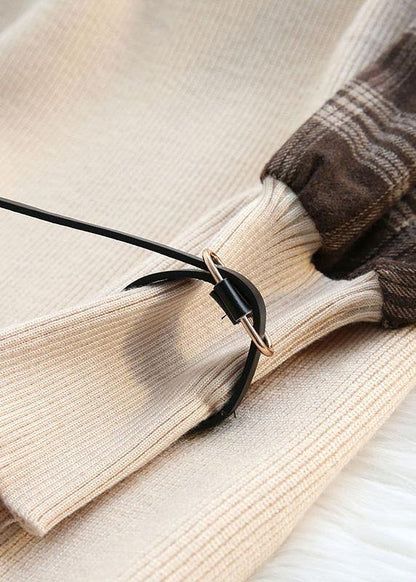 Comfy Beige Clothes Patchwork Sleeveless Spring Knitwear