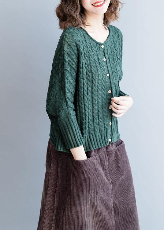 Comfy Blackish Green Knitted Pullover Clothing O Neck Batwing Sleeve Sweaters